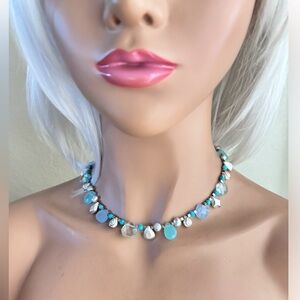 BRIGHTON Retired New Wave Blue Aqua Green Beaded Necklace - Rare!